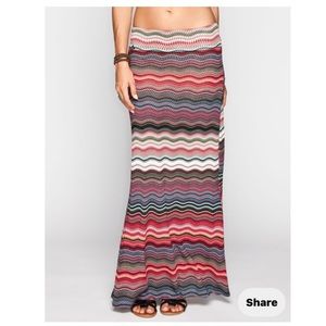 Full Tilt Wave Print Maxi Skirt Mid Sz M Boho